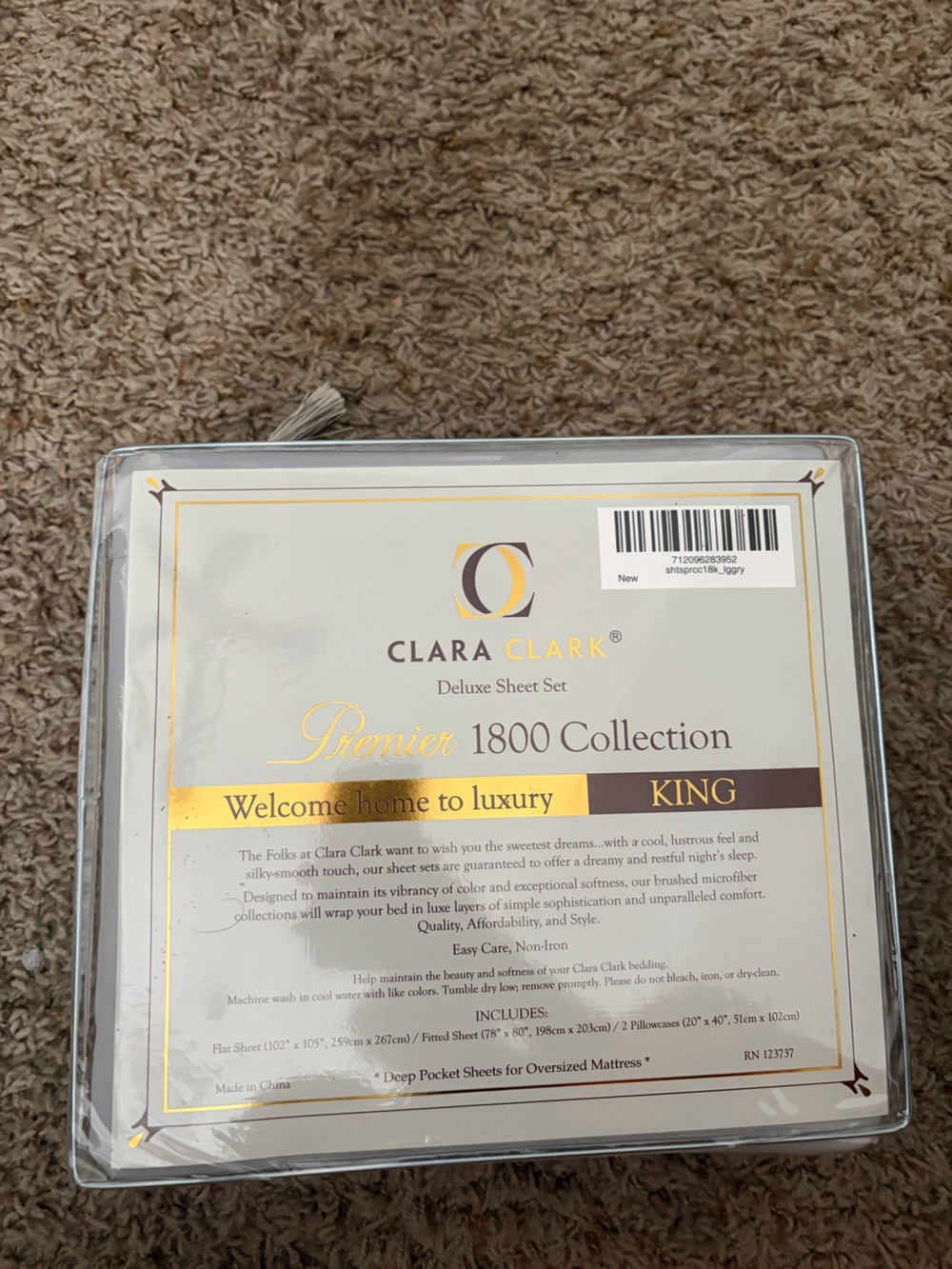 Clara Clark 4-Pc King Sheet Set in Light Gray